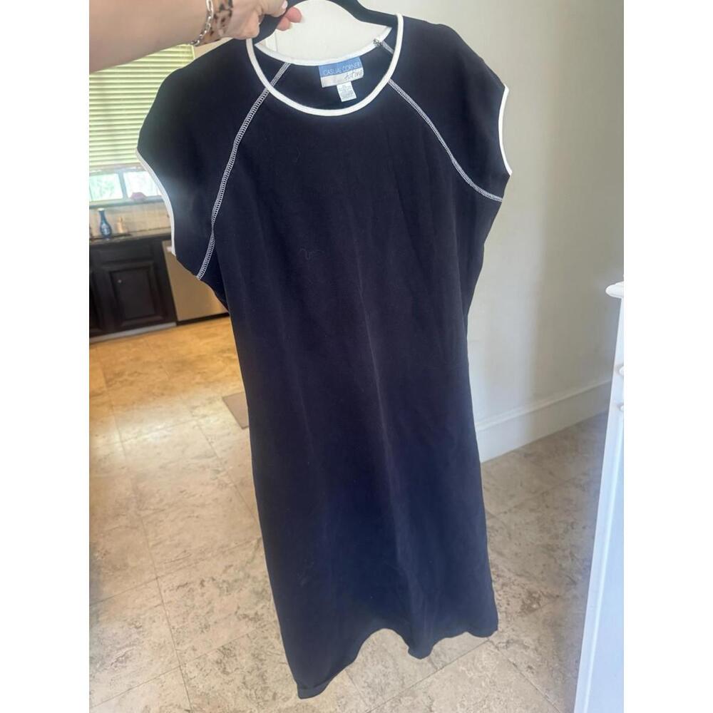 Casual Corner Active Dress Womens Sz L Black  Maxi Back USA Made Vintage